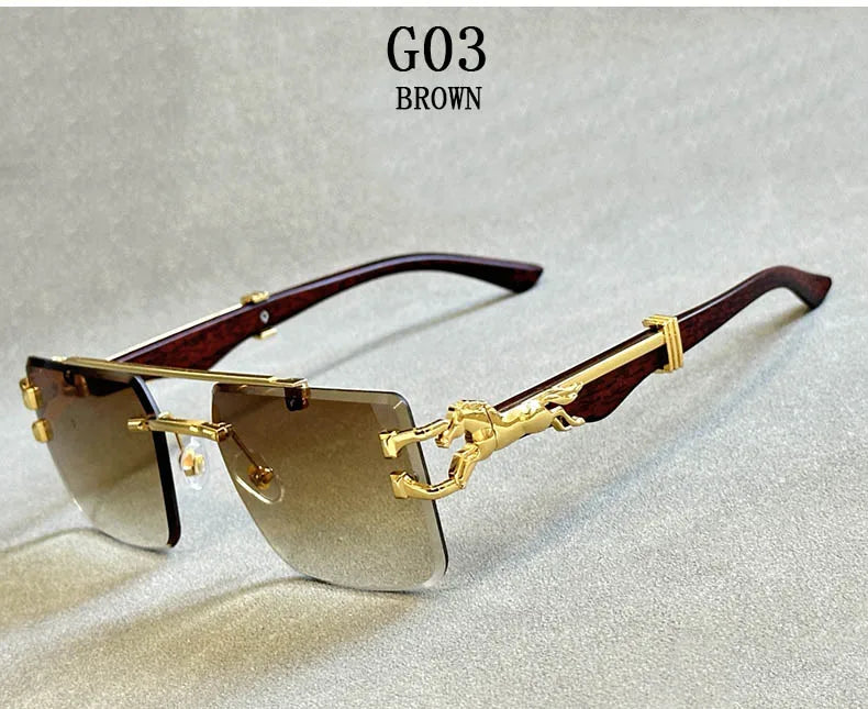 2024 Square Sunglasses For Men New Luxury Vintage Designer Rimless Sunglasses Women Trendy Fashion Glasses Gafas De Sol Hombre