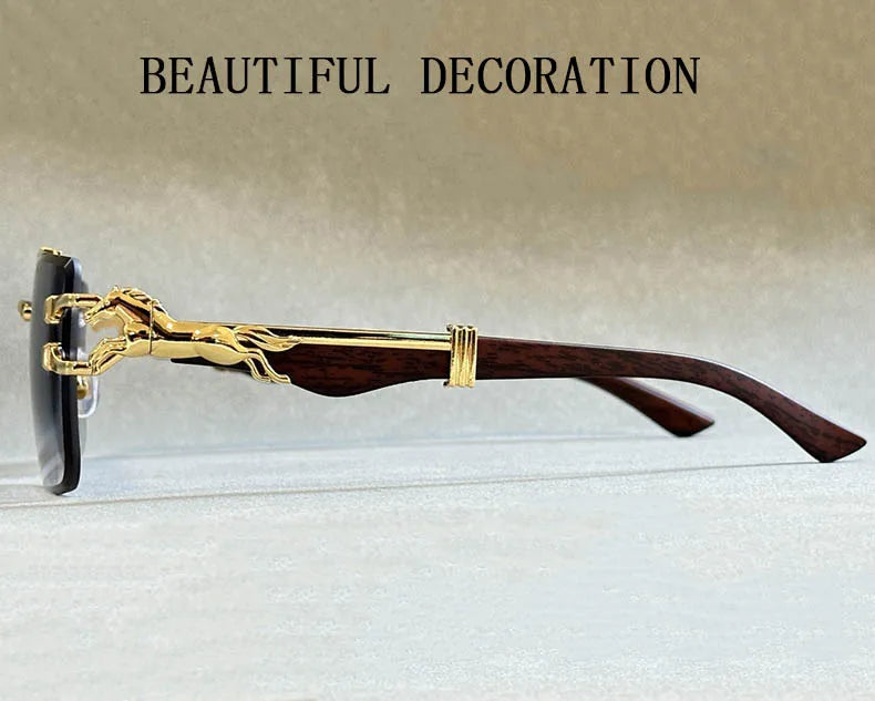 2024 Square Sunglasses For Men New Luxury Vintage Designer Rimless Sunglasses Women Trendy Fashion Glasses Gafas De Sol Hombre