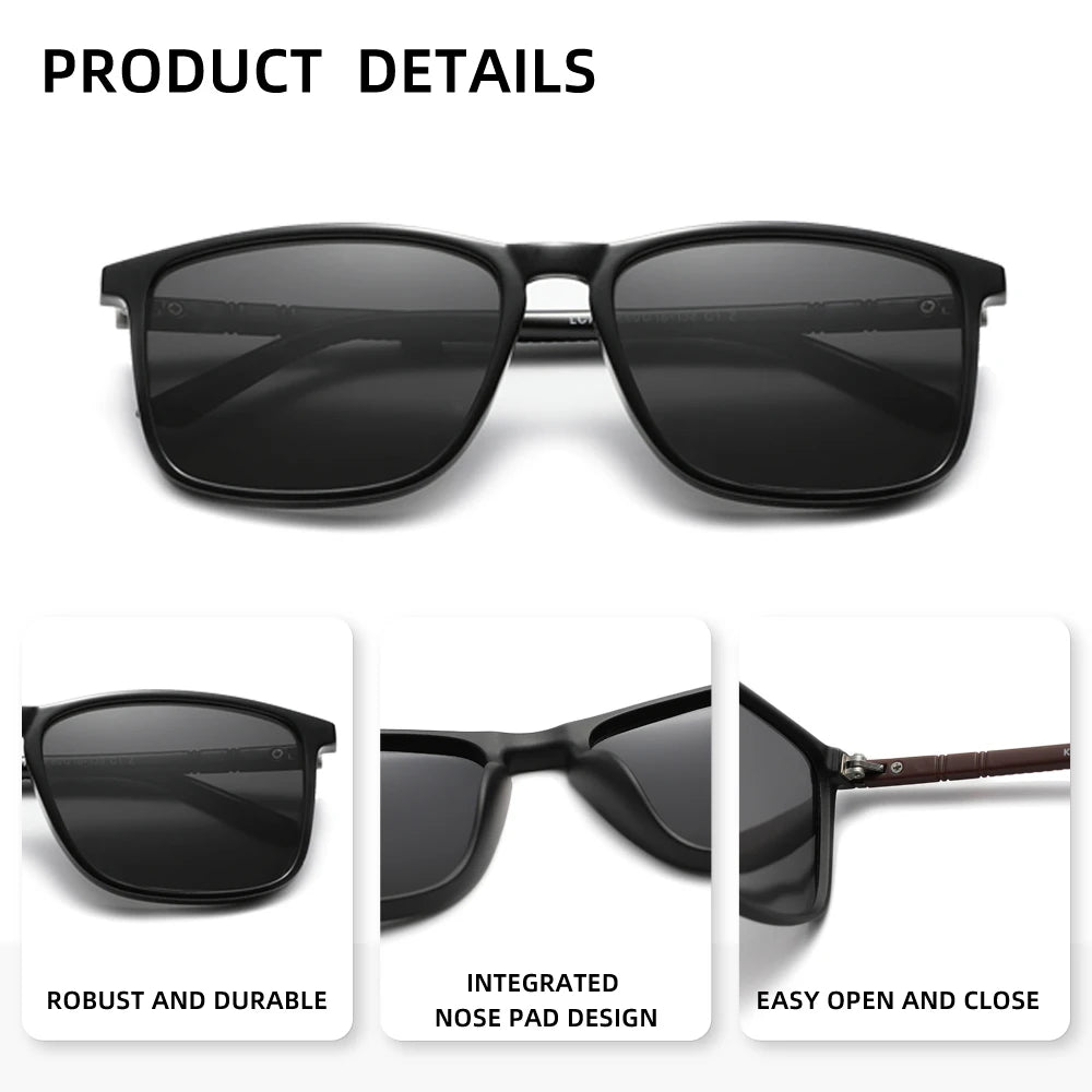Classic Rectangle Sunglasses For Men Women Driving Fishing UV400 Protection Eyewear Polarized Fashion Glasses
