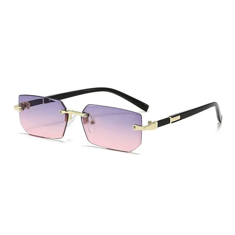 Rimless Sunglasses Rectangle Fashion Popular Women Men Shades Small Square Sun Glasses for Female Male Summer Traveling Oculos