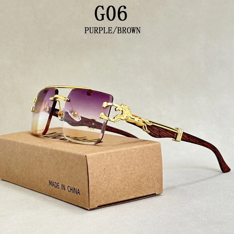 2024 Square Sunglasses For Men New Luxury Vintage Designer Rimless Sunglasses Women Trendy Fashion Glasses Gafas De Sol Hombre