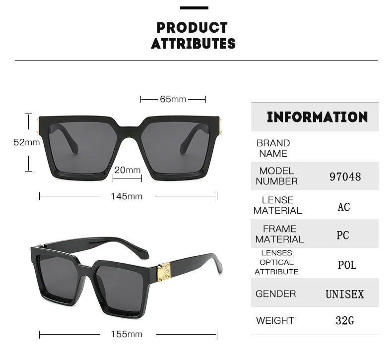 Square Sunglasses Men Luxury Brand Designer Men Eyeglasses Luxury Retro High Quality UV400 Gafas De Sol Hombre